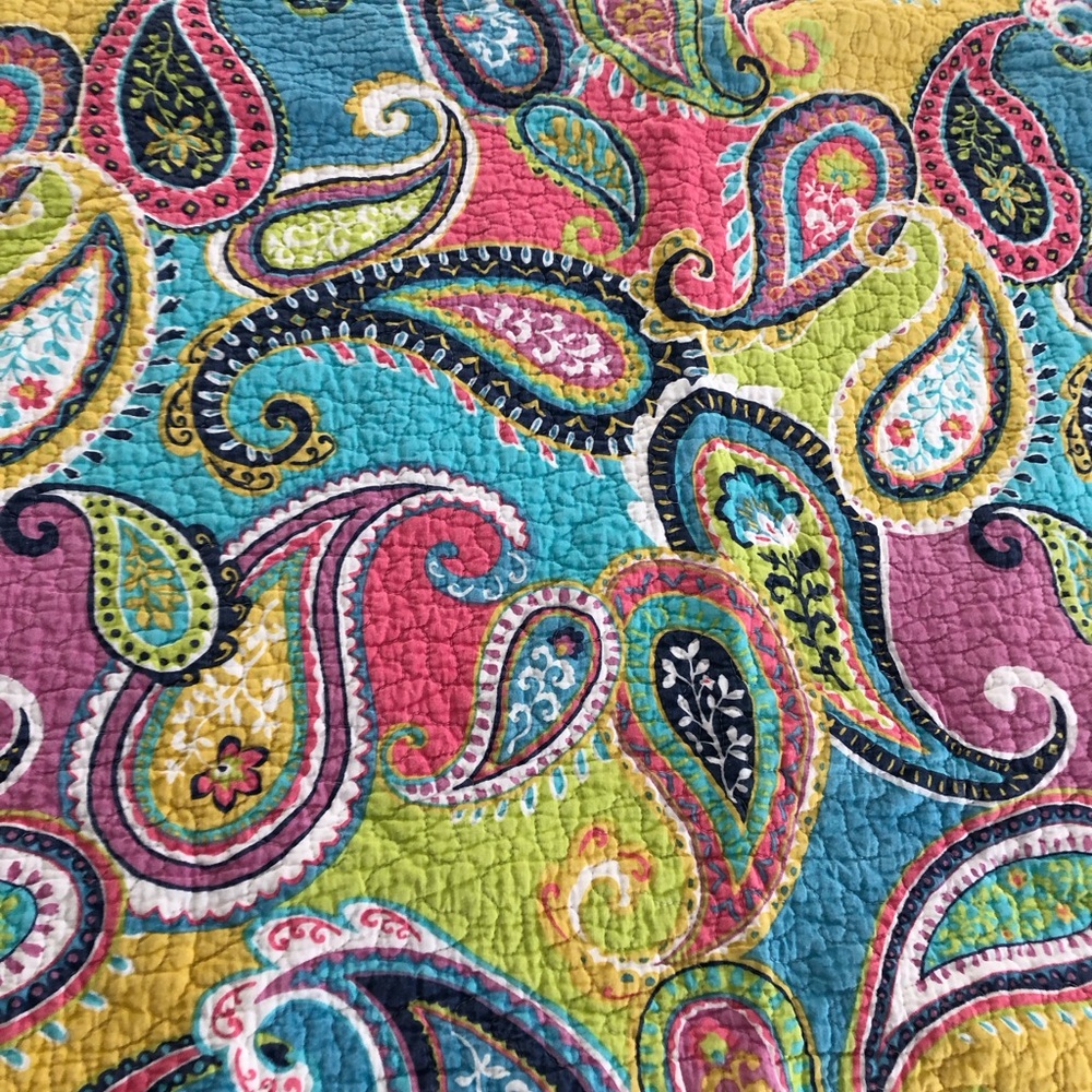 EUC Cotton Reversible Vibrant Paisley & Floral Multicolor Quilt - Picture 6 of 11